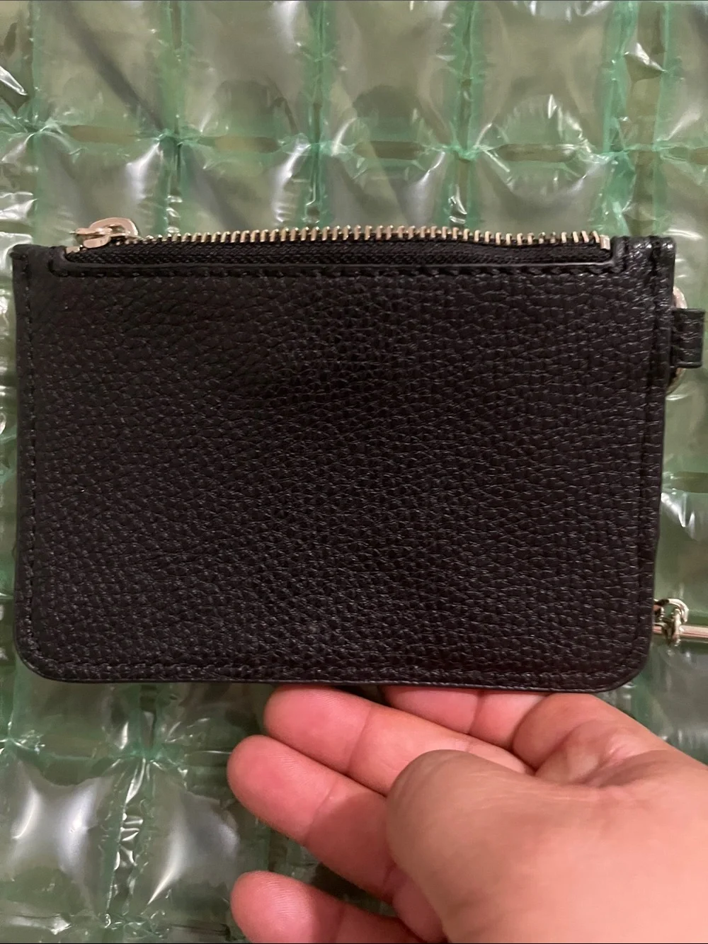 Guess Black Pebbled Leather Key & Card Pouch with Silver Hardware